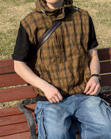 Crinkle Check Hooded Anorak Vest
