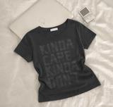 テープレタリング ルーズ スリムフィット ショートスリーブ Tシャツ(3 colors)