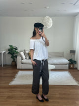 big dot off shoulder tee