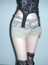 alone eyelet camo shorts