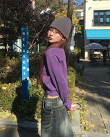 [U-BASIC] ウッディーセミクロップラウンドカーディガン