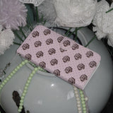 Rose Rose Dot Pink Brown Vintage Diary Leather Card wallet Phone Case
