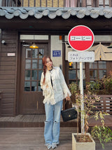 タッセルツイードルーズフィットノーカラージャケット