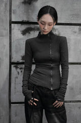 26FW★ OFFSET RIB HIGH NECK ZIP-UP