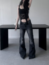 washed slub bootcut denim (2color)