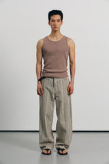 High ribbed logo sleeveless(Beige)