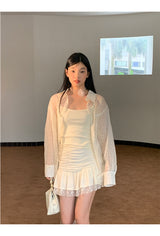 Lily frill shirring lace skirt