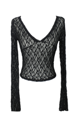 V-neck crop lace T (3color)