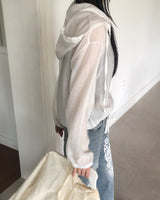 Galli See-Through Strap Hooded Long Sleeve Cardigan