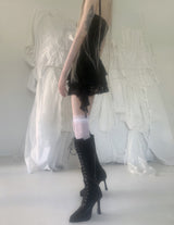 [only suzen] Temer lace ribbon dress (black)