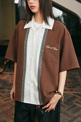 Layered Ethnic Embroidery Cuban Shirt