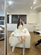 white bow A-line mini skirt