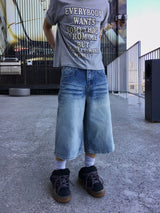Rope Light Washing Bermuda Denim Pants