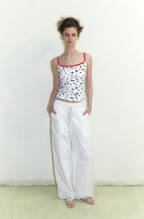 That’s neat Cow Print Top – Color-Contrast Lace Trim Camisole