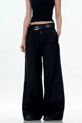 Pleated Rivet Relaxed Dress Trousers