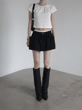 Double-waisted sagging mini skirt