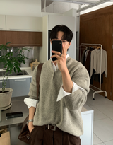  Beleries Simple Henry Neck Overfit Knit
