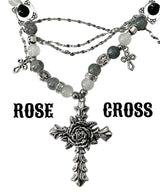 Rose Cross Layered Chain Necklace