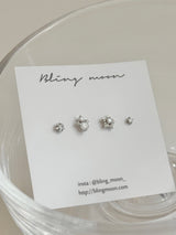 [4 set] White Snowflake Piercing Set 
