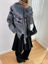 Winter Cozy No Collar Knitwear Zip-Up Cardigan