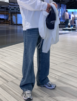  Lebey Daily Back Banding Wide Denim Pants