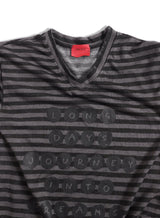 RDダークストライプド Vネック Tシャツ