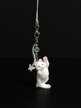 Cotton candy cat keyring