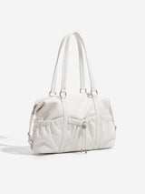Vintage Multi-Pocket Shirred Boston Shoulder Bag