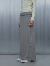 KNIT STUDDED LONG SKIRT / GRAY