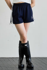 RIBBON JERSEY TRACK MICRO SHORTS / NAVY