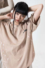 ハンドペインティングダメージTシャツ (BEIGE)