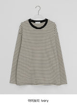 [unisex] Kemppa Stripe Over Round Long Sleeve Tee