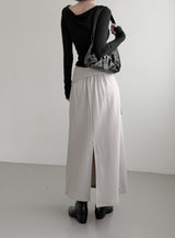 Et Pocket Belt Cotton Long Skirt