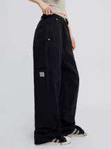 Rich Double Knee Patch Straight Denim