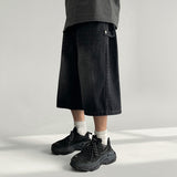Ake waistband side snap denim Bermuda pants (3 colors)