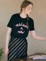 MAISON DE ROLA エンブロイダリーTシャツ ブラック