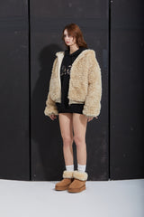 FUR ZIP-UP -BEIGE