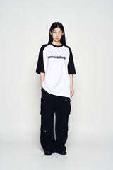 25SS コネクトロゴラグランショートスリーブTシャツ ブラック