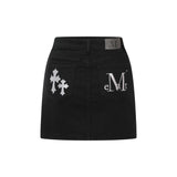 PISTOL BACK LEATHER DOUBLE CROSS SKIRT