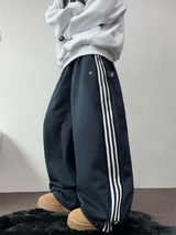 フリース❤トラックライン3ラインロングパンツ ❤🖤🤍💙🩶5COLOR