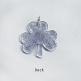 Glittery Pearled  Three-leaf Clover Key-ring Blue / Couple Birthday Gift Bag Phone Lucky Charm