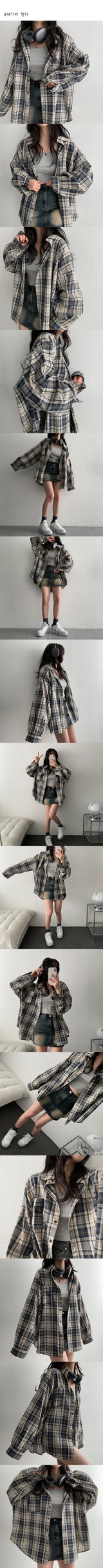 [Overfit♡/interseasonal item] From now on, autumn and spring by chocolate Avant Balloon Check Over Shirt (4 colors) #HighQuality