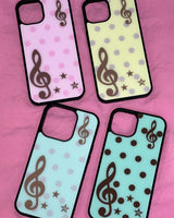 [made] Dot treble clef pink phone case (glass bumper)