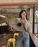 Punching knit & sleeveless set