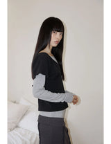 WRAP SHIRRING TOP(BLACK)