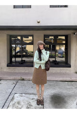 Mint Brown Layered Cardigan Knitwear