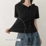 ファイン Vネック バートン フーデッド ショートスリーブ Tシャツ (3 colors)
