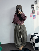 ピグメントハーディークロップドフーディージップアップ ❤🩶🤎 3COLOR