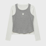スターカットアウトトップセットレイヤードTシャツ