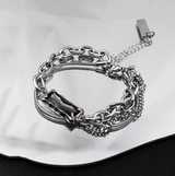 2タイプ [ボールミックス, ダブルチェーンミックス] レイヤードシルバーブレスレット